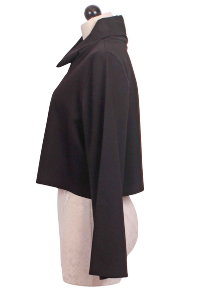 side view of Black Crop Turtleneck by Planet