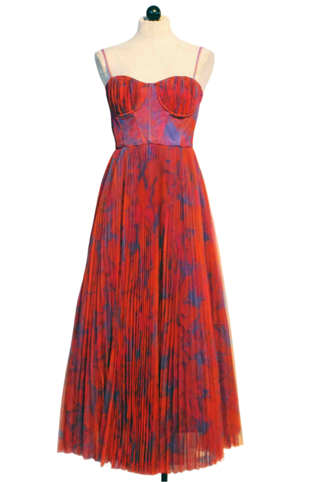Purple Watercolor Gardenia Bustier Tulle Maxi Dress by Hutch