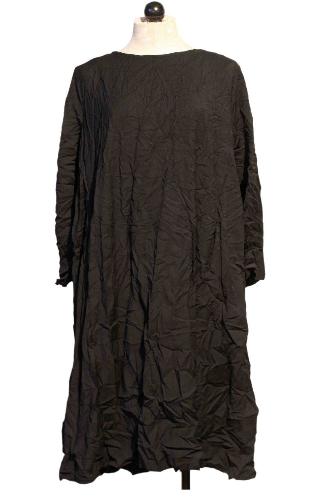 Black Long Crinkled High Hip Slit Tunic by Baci