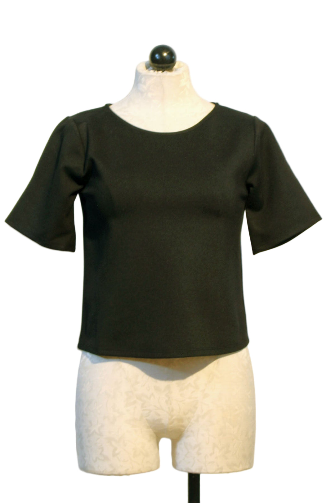 Black Ponte Knit Short Sleeve Top Extended by Ripley Rader
