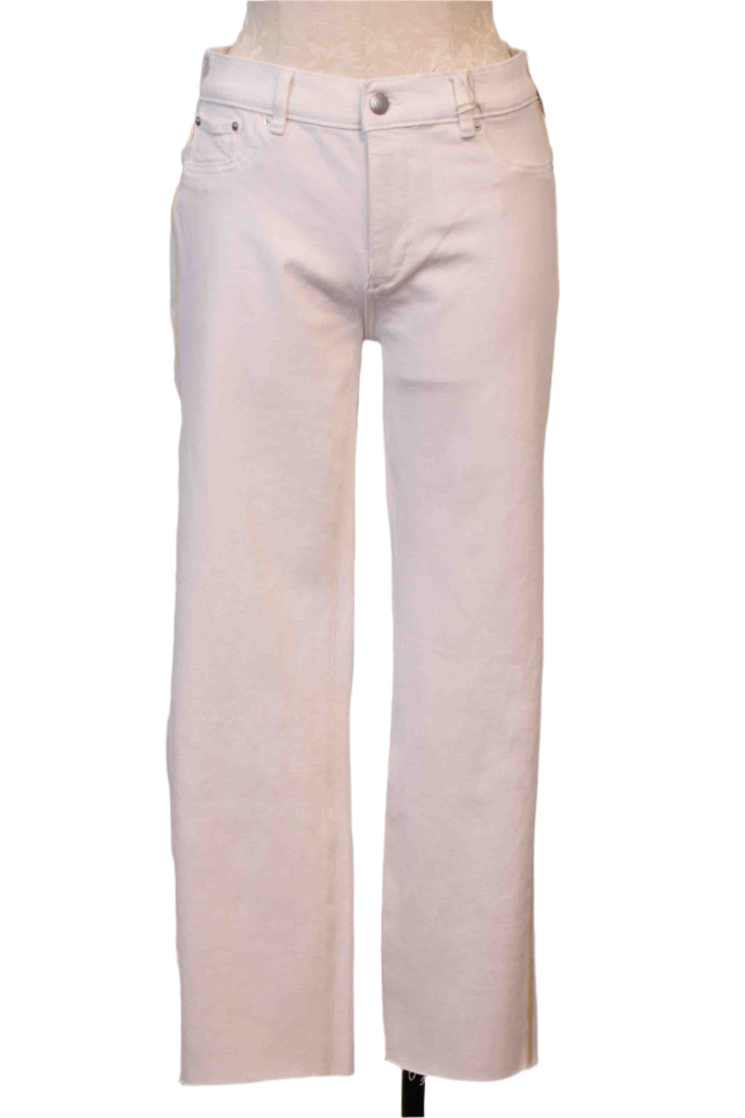 White Ivory Airbrushed Side Stripe Mara Straight Mid Rise Instasculpt Ankle Jean by DL1961