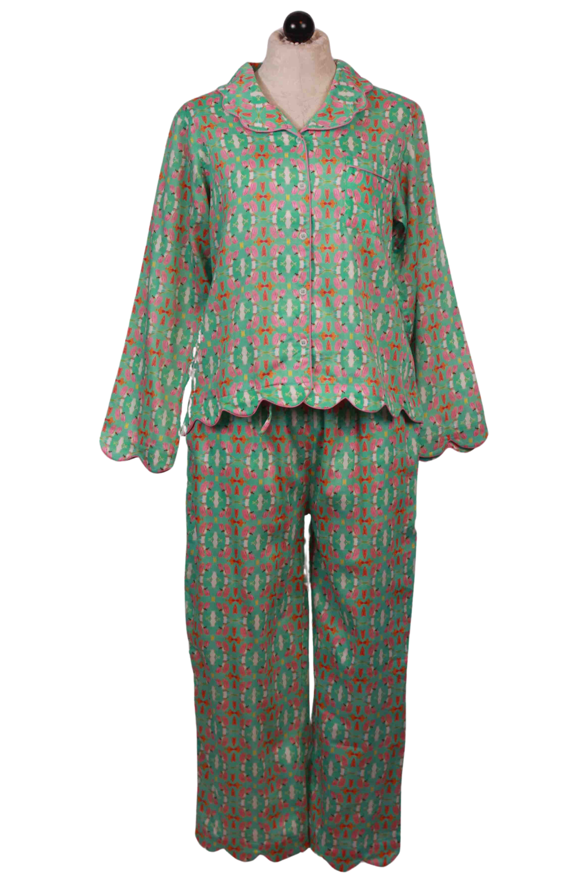 Scalloped Birds of Paradise Long Pajama Two Piece Set by Laura Park Designs