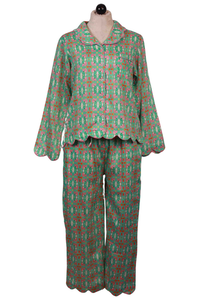 Scalloped Birds of Paradise Long Pajama Two Piece Set by Laura Park Designs