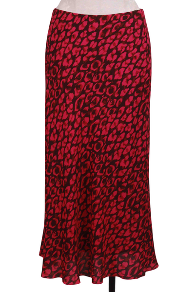 Pink Leopard Print Bias Cut Midi Skirt by Fifteen Twenty