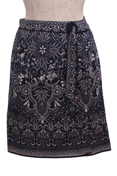 The Marine Alhambra Pattern Mini Faux Wrap Skirt by Ivko