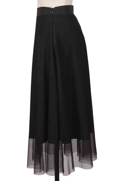 side view of Black Mesh A Line Asia Skirt by Kozan