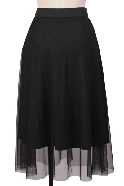 back view of Black Mesh A Line Asia Skirt by Kozan