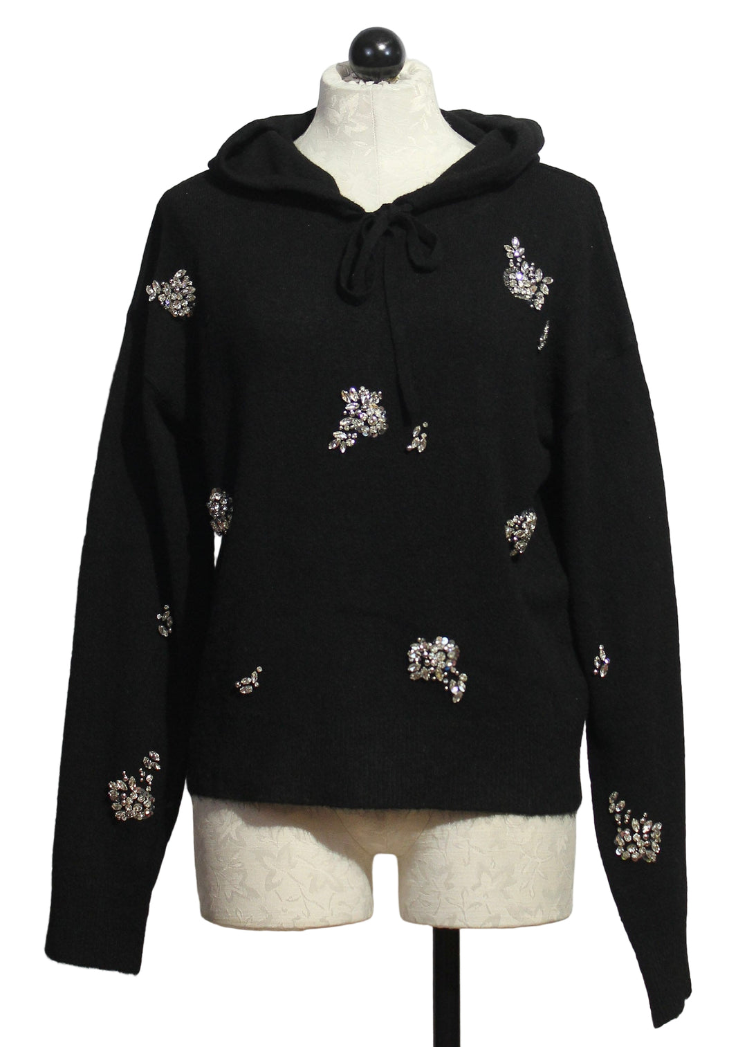 Black Krystal Embellished Hoodie by Fifteen Twenty