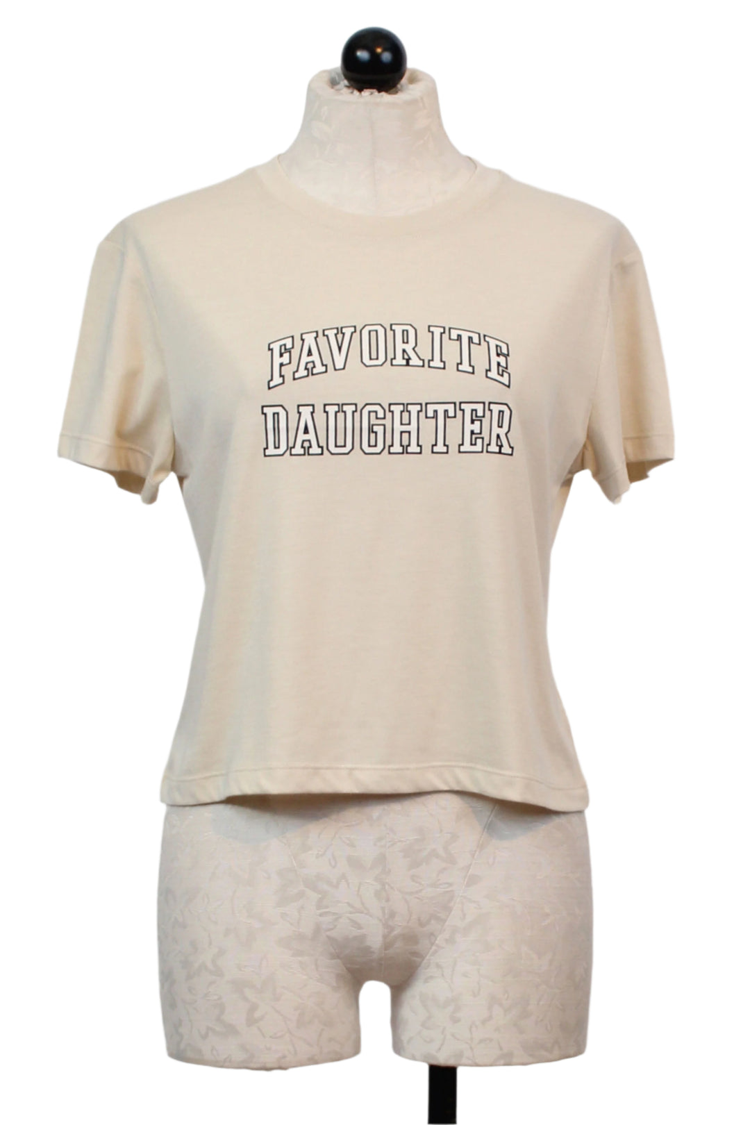 French Oak with Snow White Cropped Collegiate Tee by Favorite Daughter