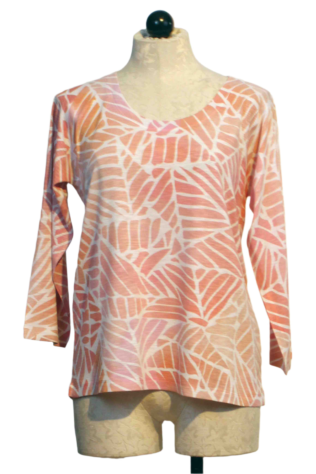 3/4 Sleeve Pink Geometric Top by Nally And Millie