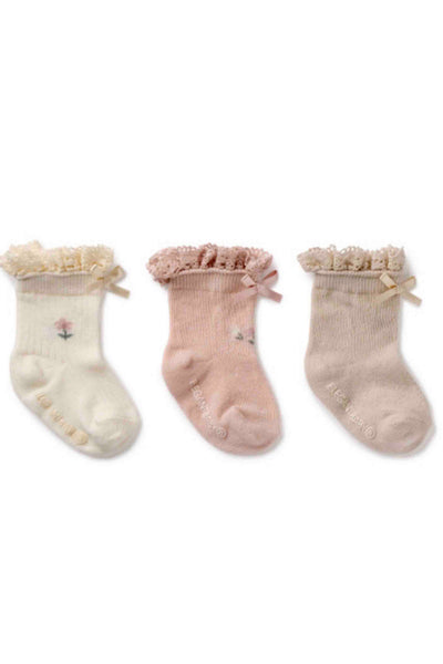 Floral Ankle Socks 3 Pk by Elegant Baby