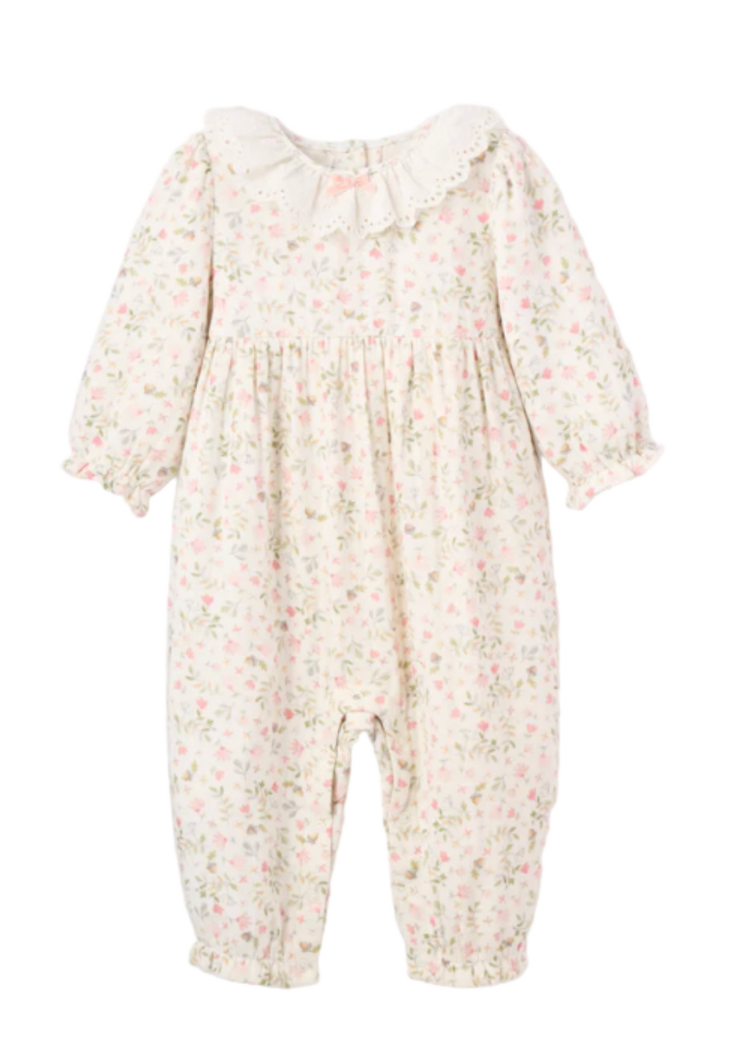 Fairytale Floral Organic Muslin Jumpsuit with Eyelet by Elegant Baby