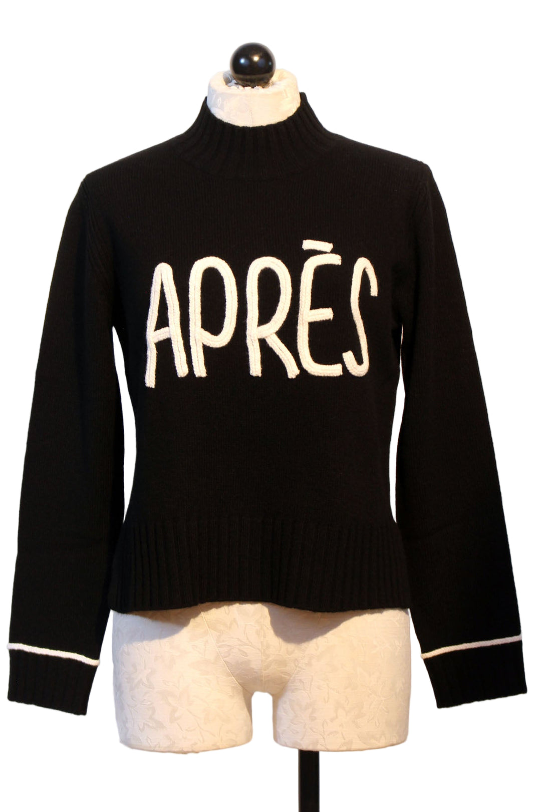 Black Apres Mock Neck Sweater by Alashan Cashmere