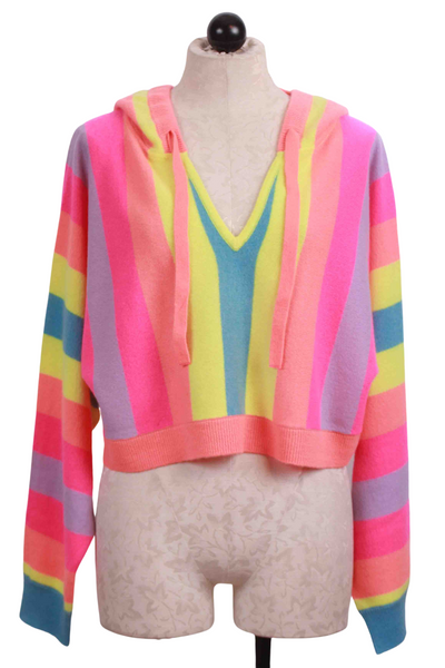Cropped Rainbow-Striped Cali Hoodie by Crush