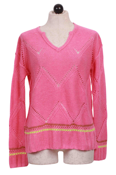 Summer Softie V Neck Sweater by Lisa Todd in Pink Punch