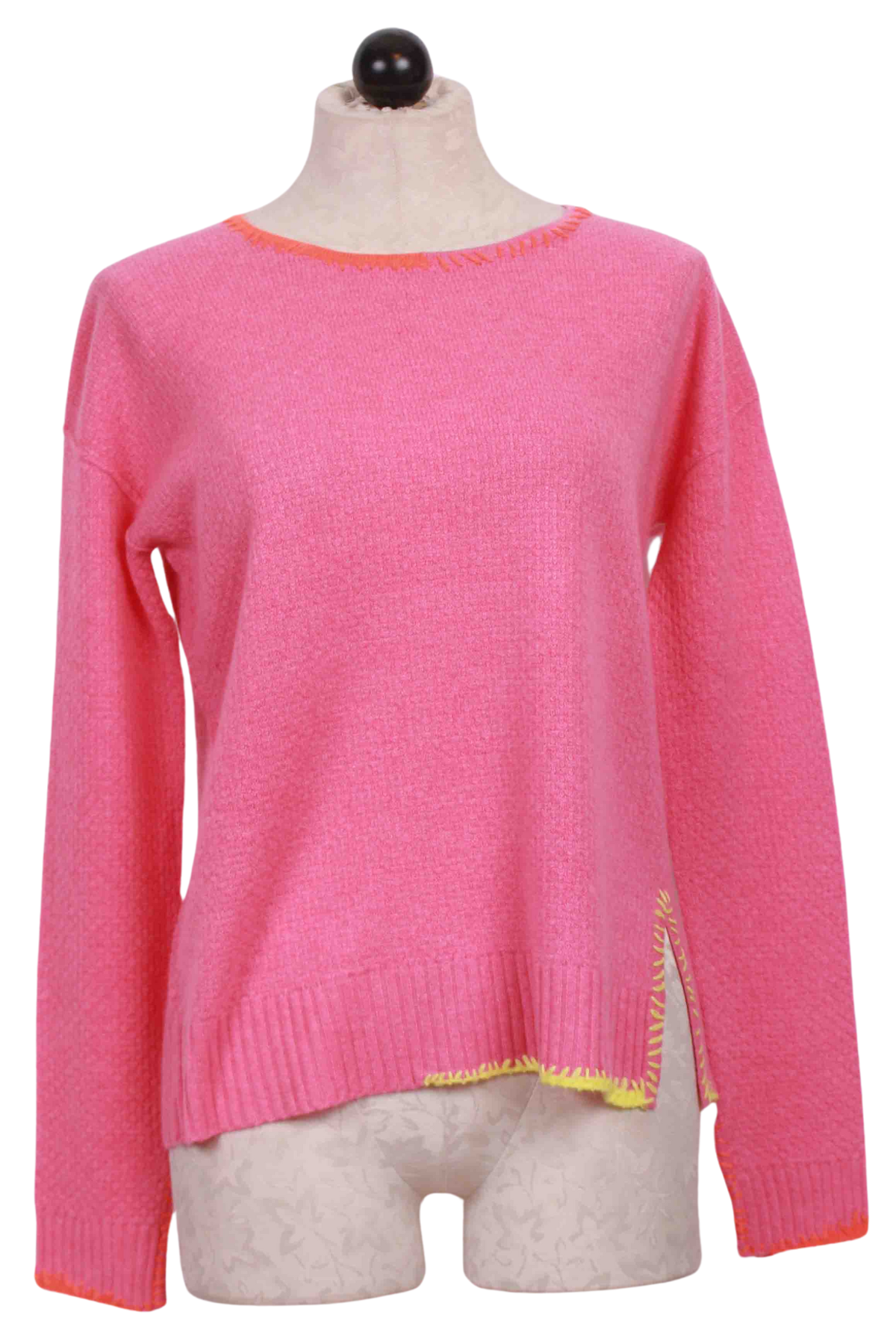 Lisa Todd Crewneck Cashmere Pullover Color Block Sweater Blue Pink deals Beige