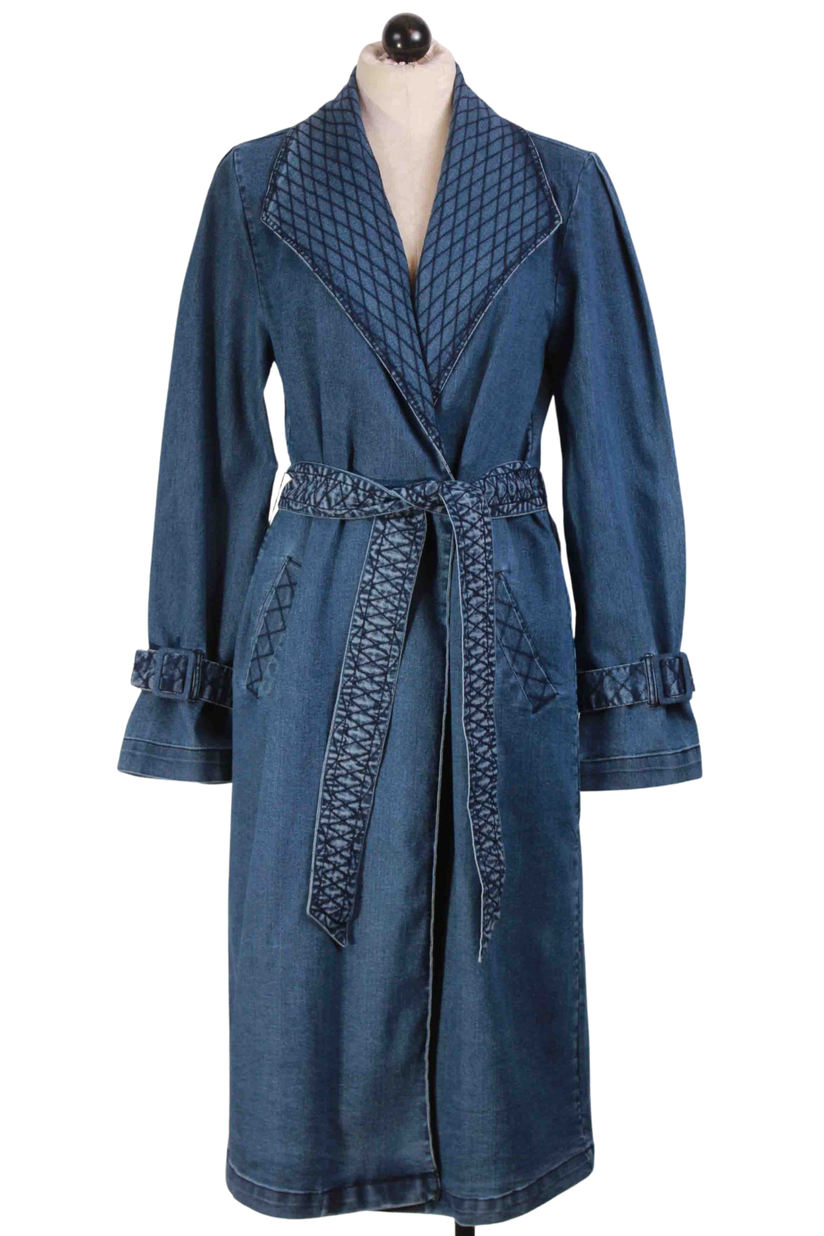 Belted Denim Twill Cara Trench Coat by Cleobella