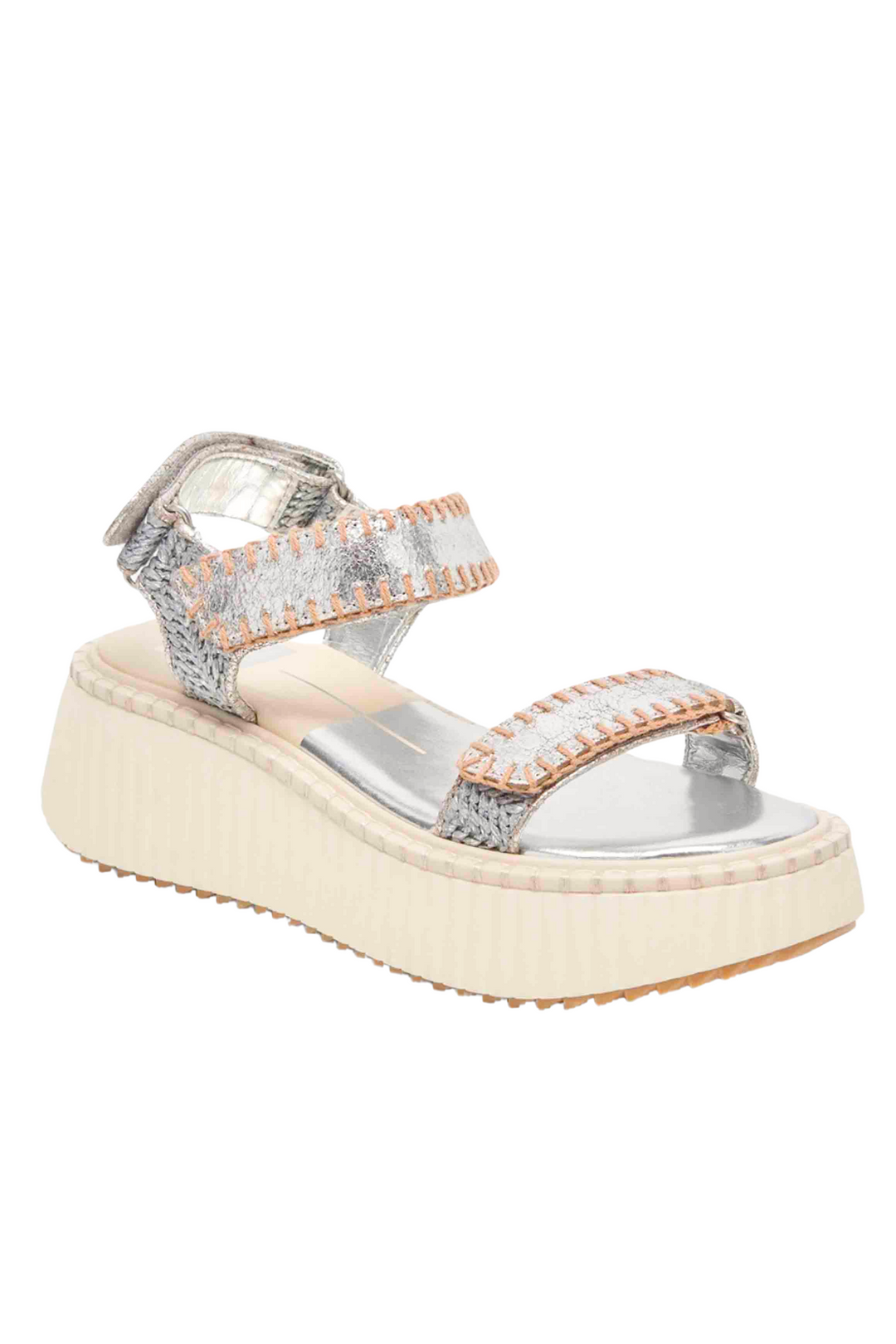 Silver Distressed Leather Debra Sandals by Dolce Vita