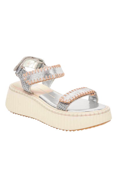 Silver Distressed Leather Debra Sandals by Dolce Vita 