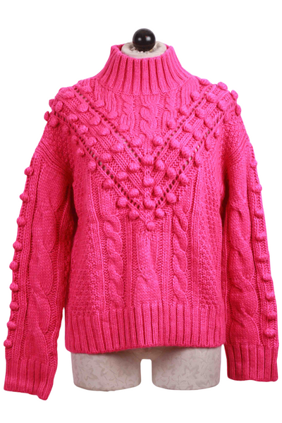 Electric Pink Eris Mock Neck Sweater by Marie Oliver