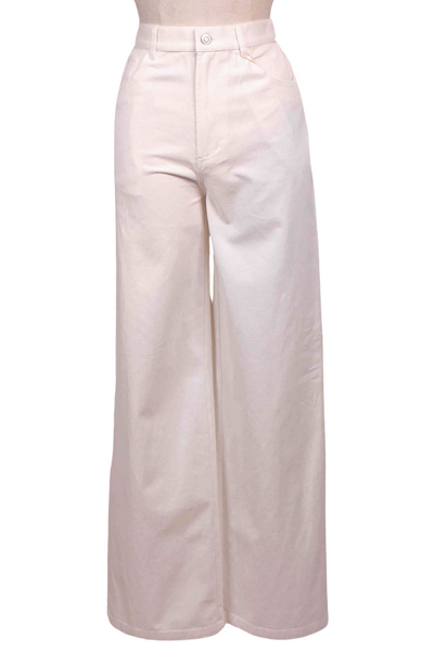 Off White Galerie Wide Leg Twill Pant by Rue Sophie 