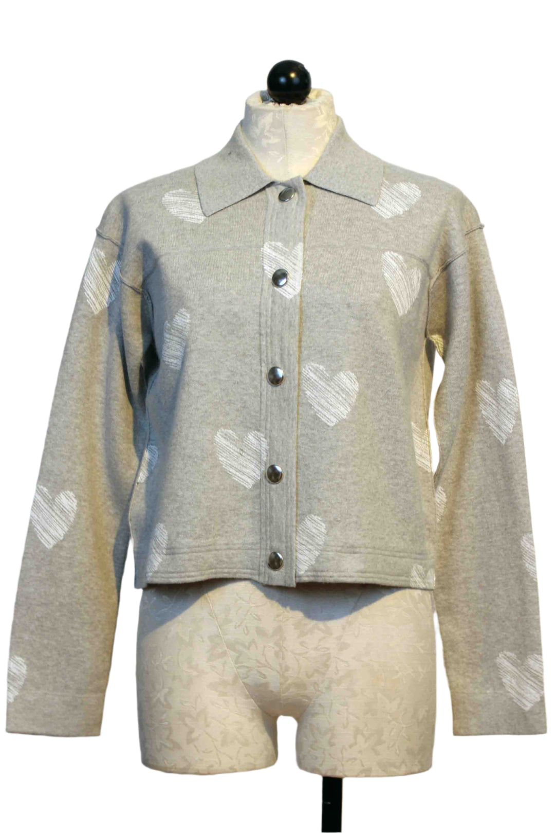 Grey Heart Flutter Sweater by Lisa Todd