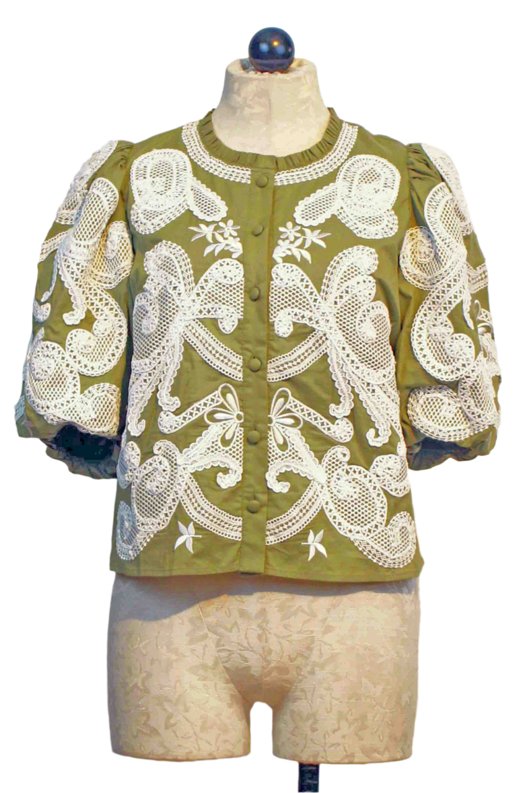Lucia Sage Embroidery Top by Caballero