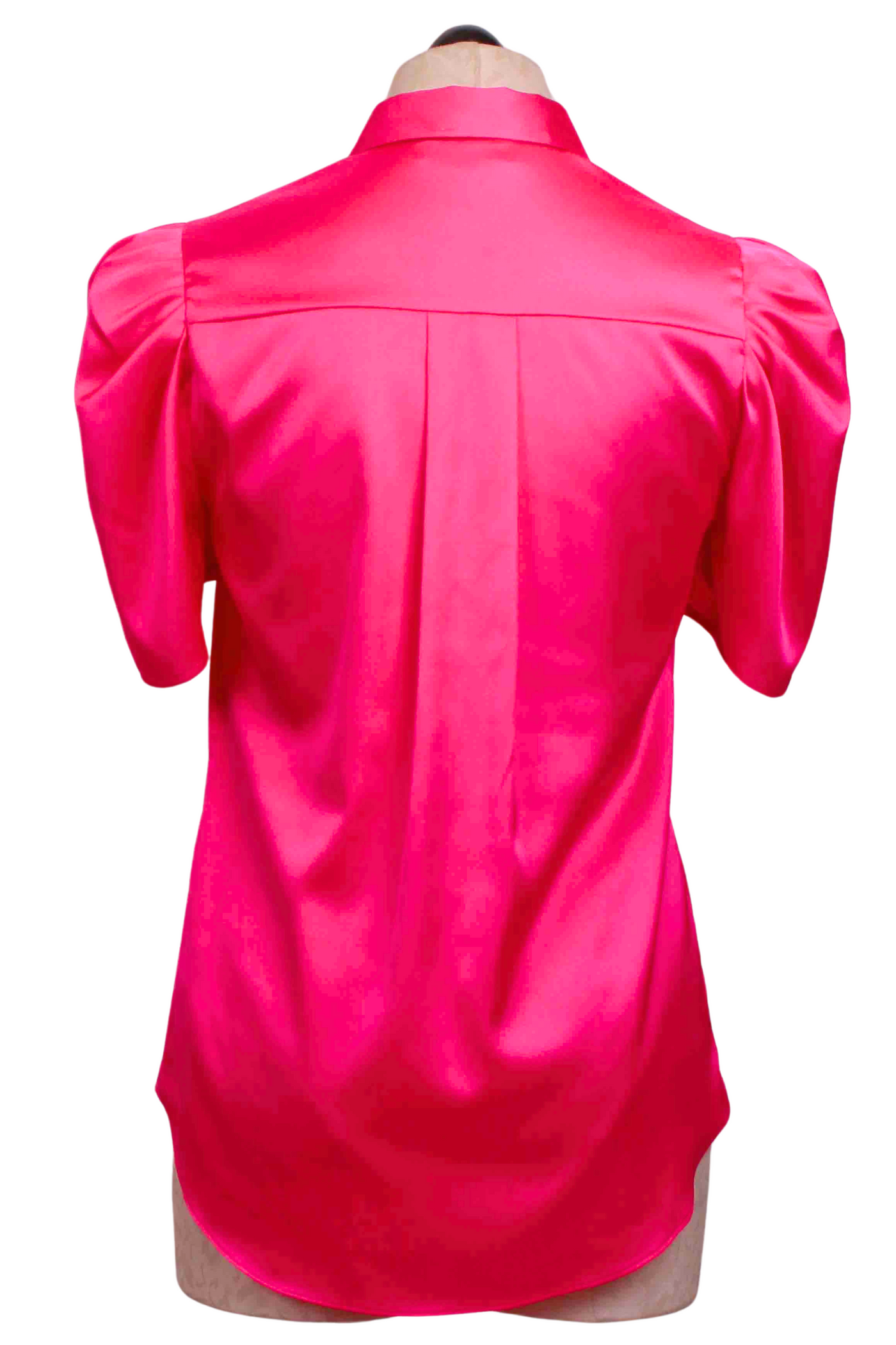 back view of Melinda classic short sleeve button-up blouse in Hot Pink by Generation Love