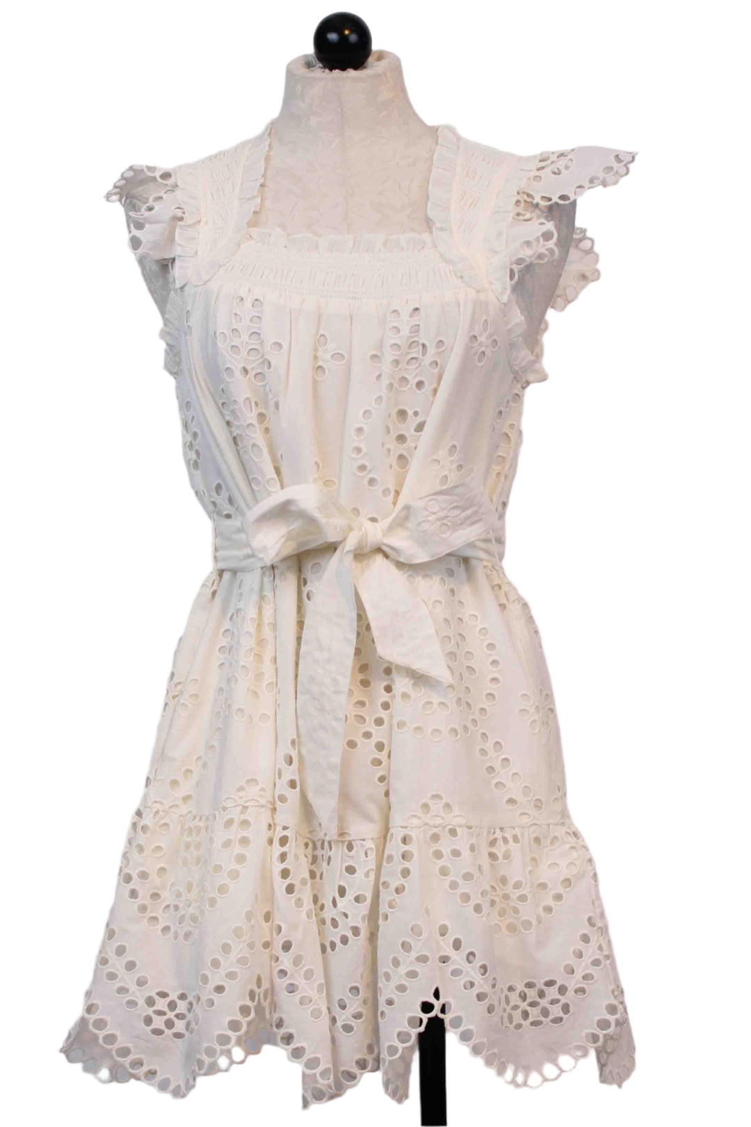 Ivory Mireya Belted Mini Dress by Cleobella