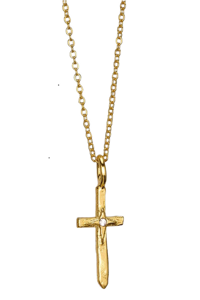 Peacemaker Cross Gold Plated Brass Necklace by Waxing Poetic