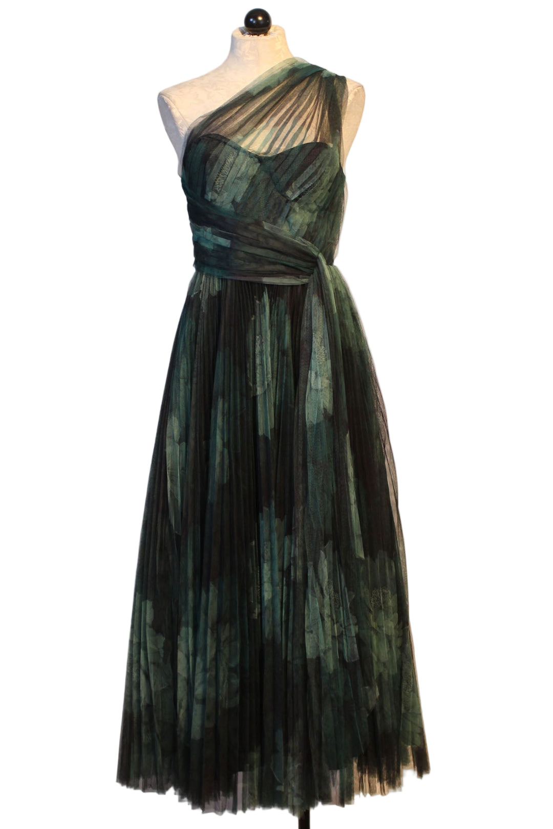The Philippa Gown by Hutch in the Forest Tonal Sketched Floral print tulle fabric