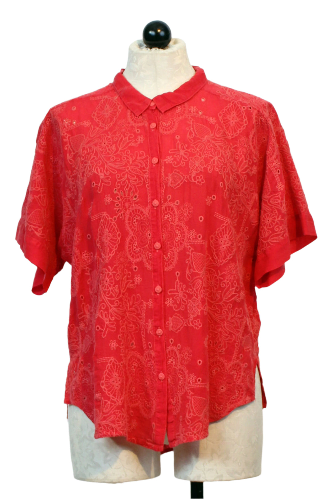 Racing Red Audrey Short Sleeve Shirt by Johnny Was