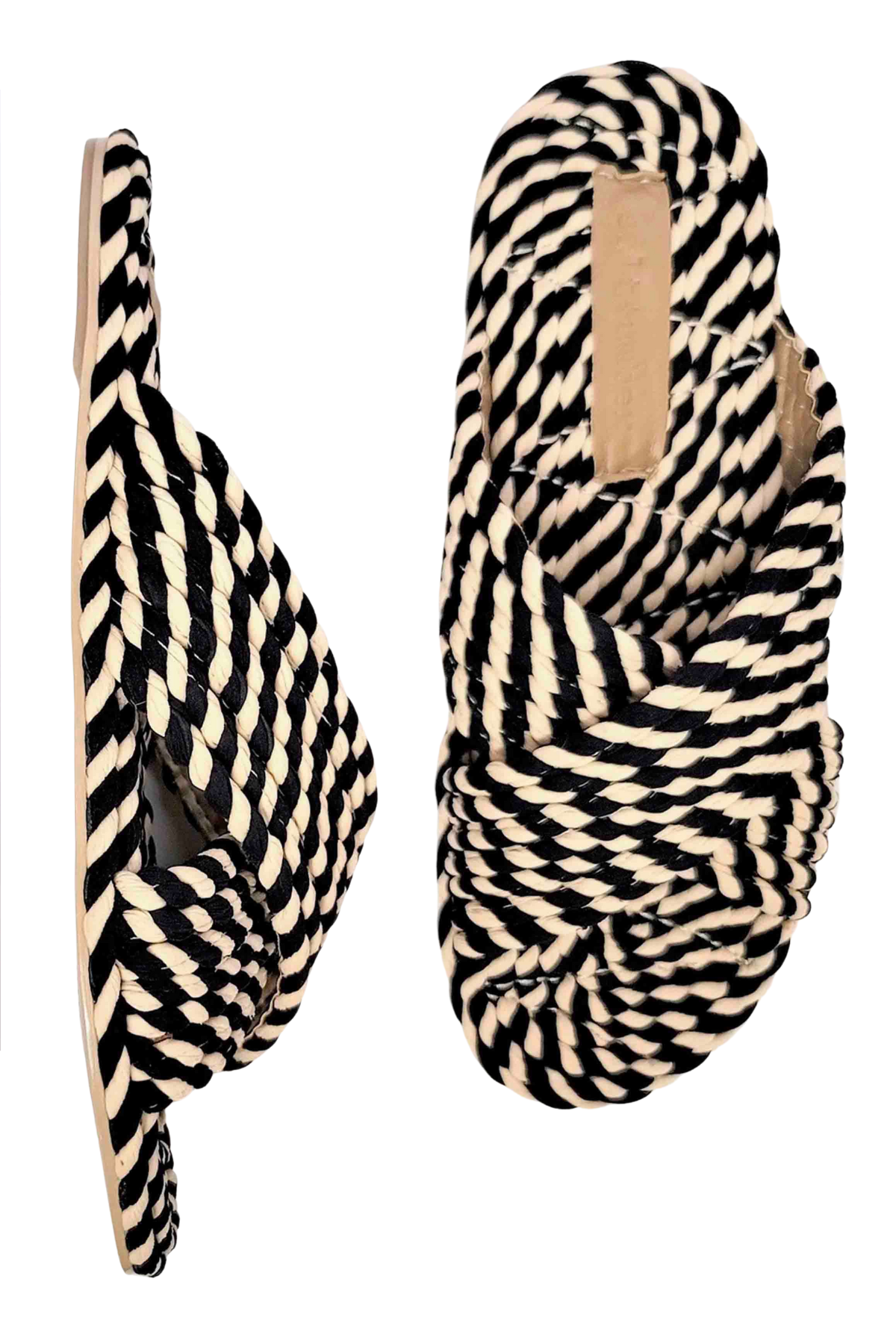 black and white vegan sandal slide 