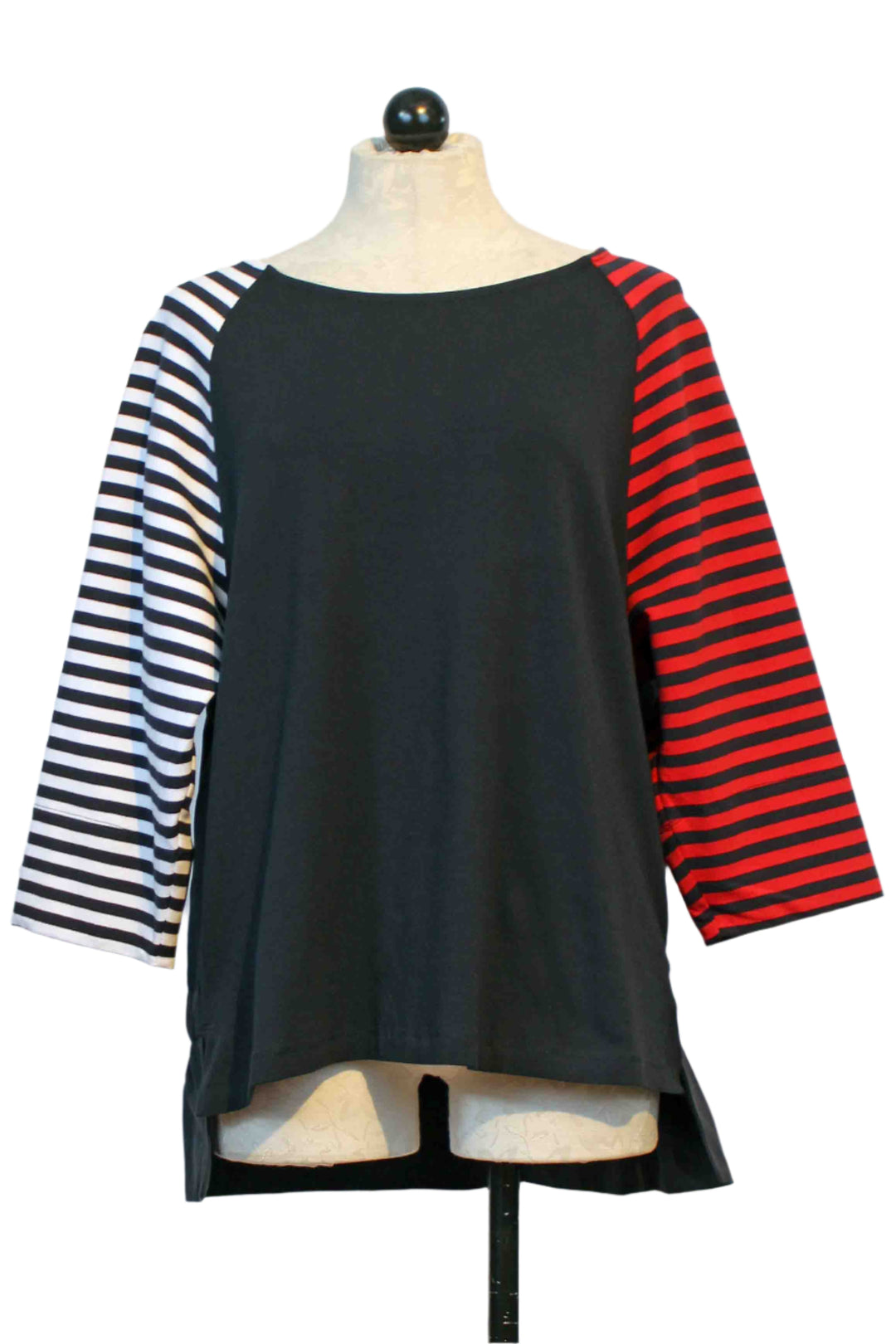 Navy Mixed Stripe Sleeve Top by Alembika