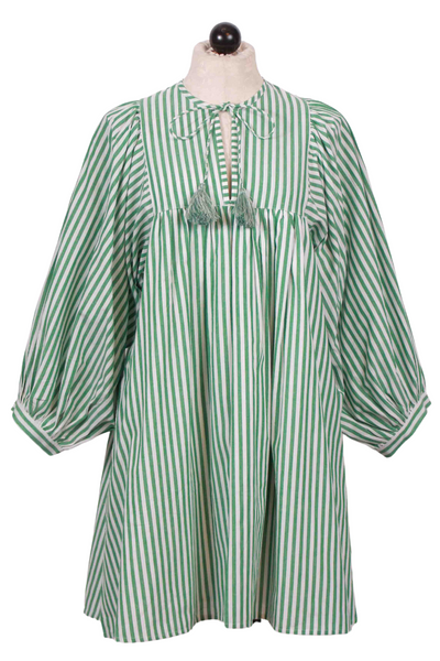 Kelly Green and White Striped Daisy Dress by Mille