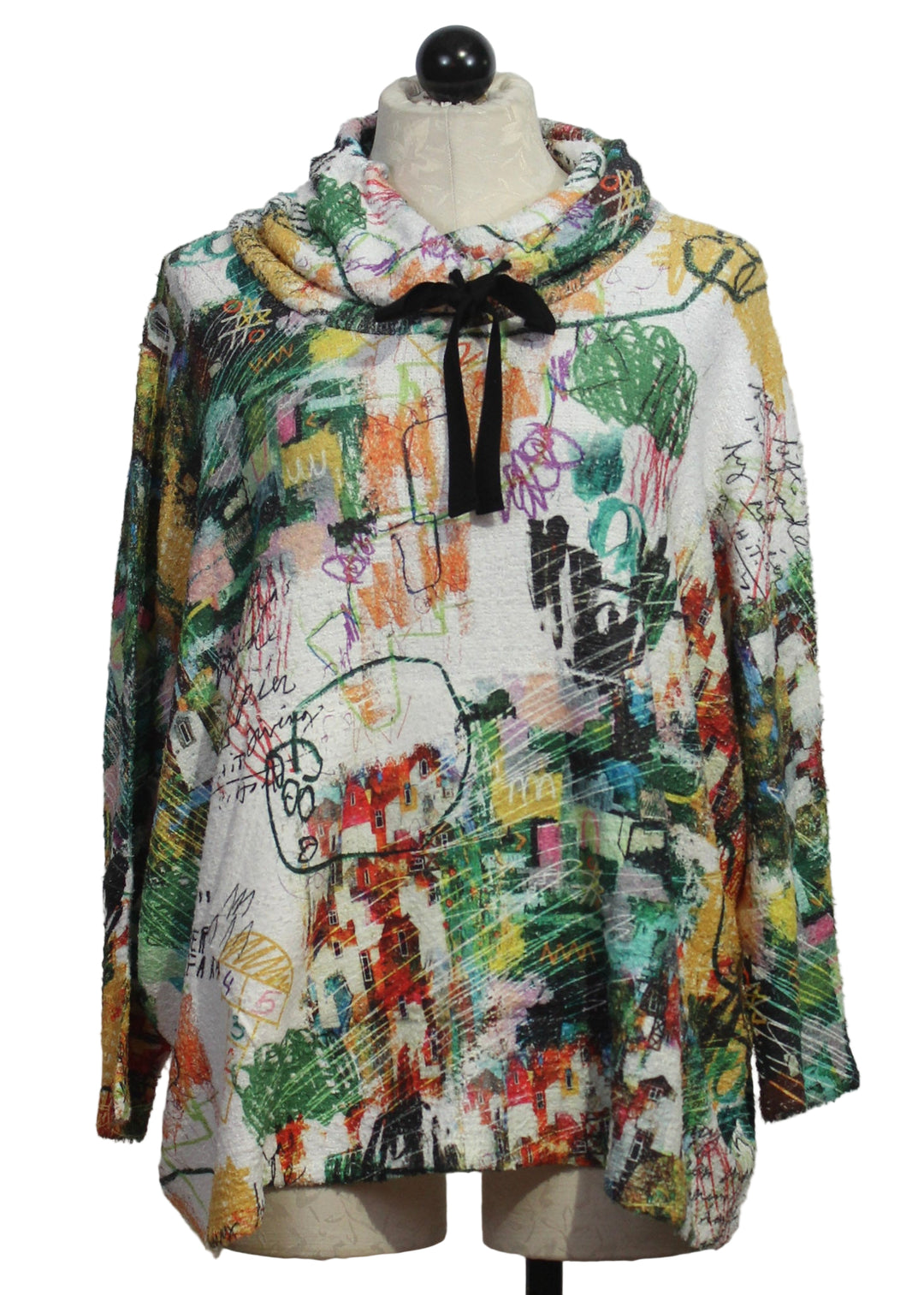 Oversized Cowl Neck Pullover by Inoah in the Happier Print