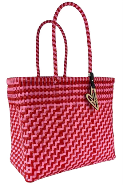 Red and Pink Women's Medium Tote Bag by My Maria Victoria