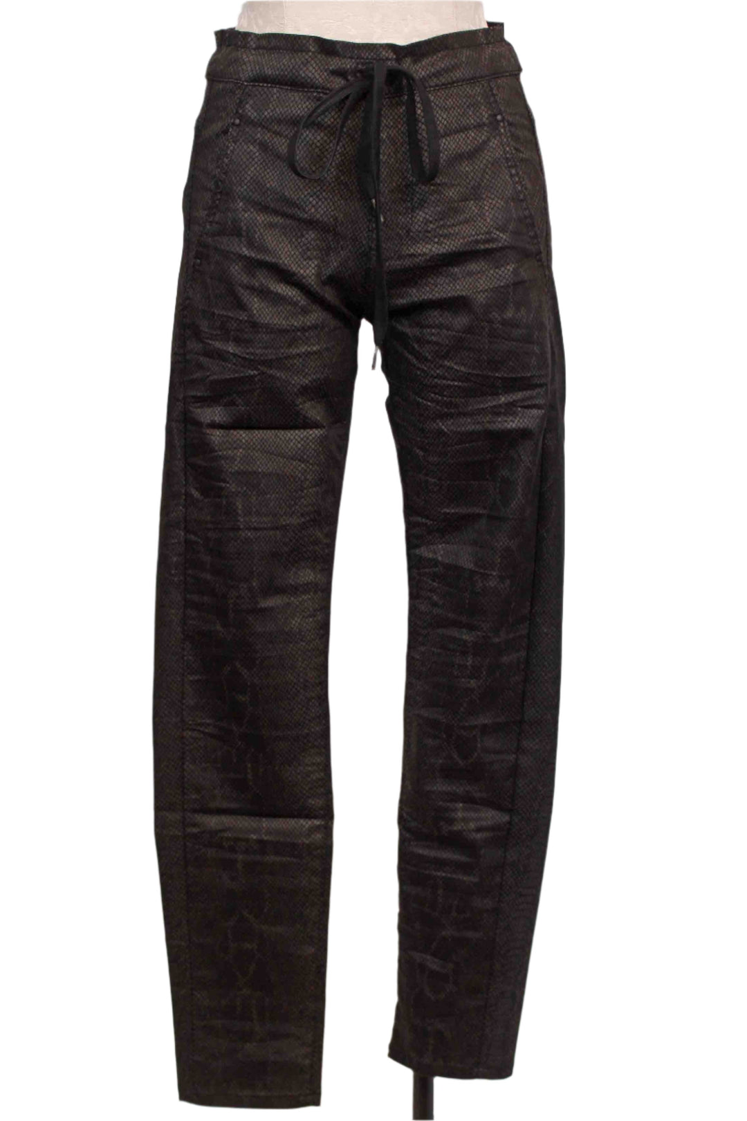 Iconic Stretch Drawstring Waist Straight Leg Jeans in Black by Alembika