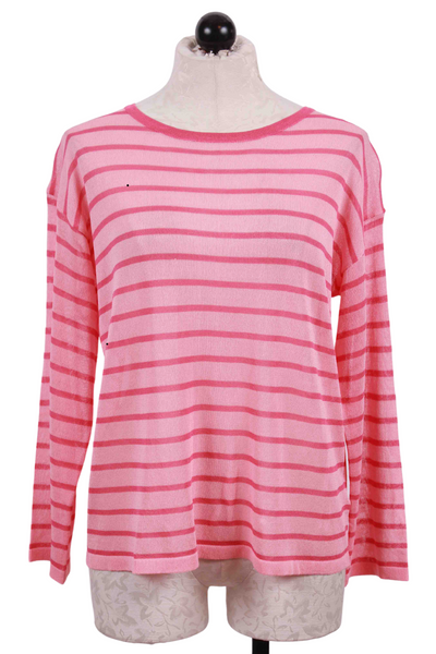Pink Loose Fitting Lightweight Striped Sweater by Compania Fantastica