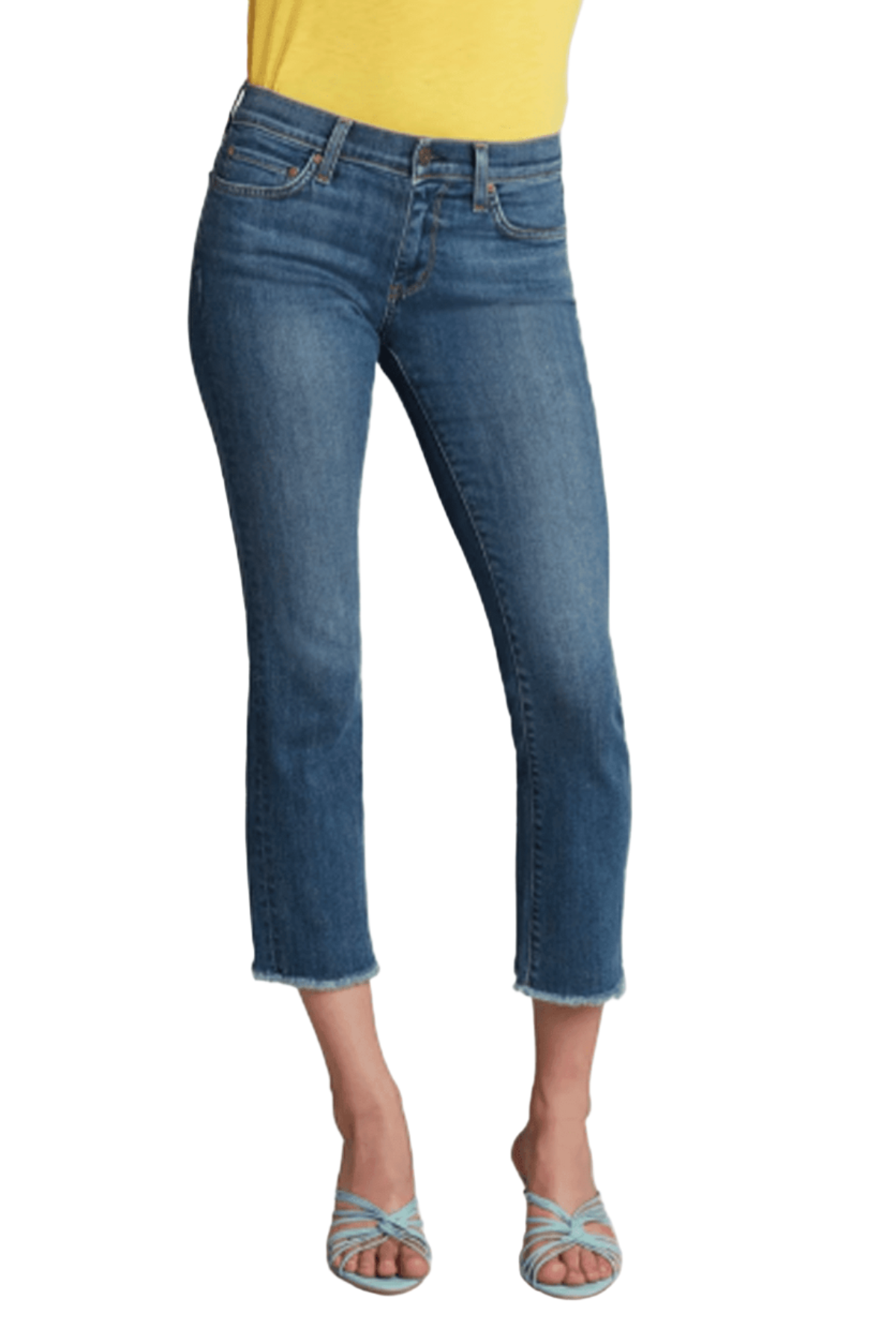 cropped mid-rise jeans by Principle Denim in the Flyaway Medium Wash