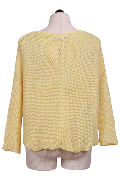 back view of Crocus Yellow Key West Crew Cotton Sweater by Wooden Ships