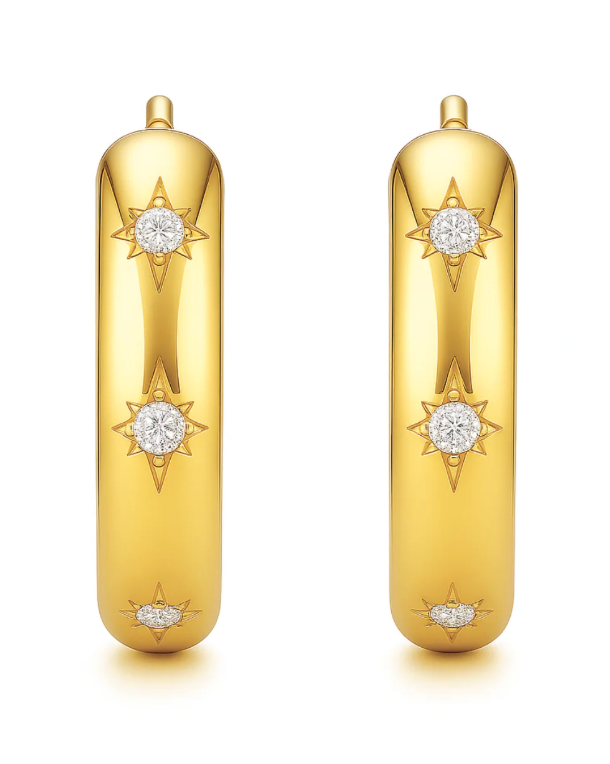 Darby Starburst Hoop Earring Gold by Ellie Vail