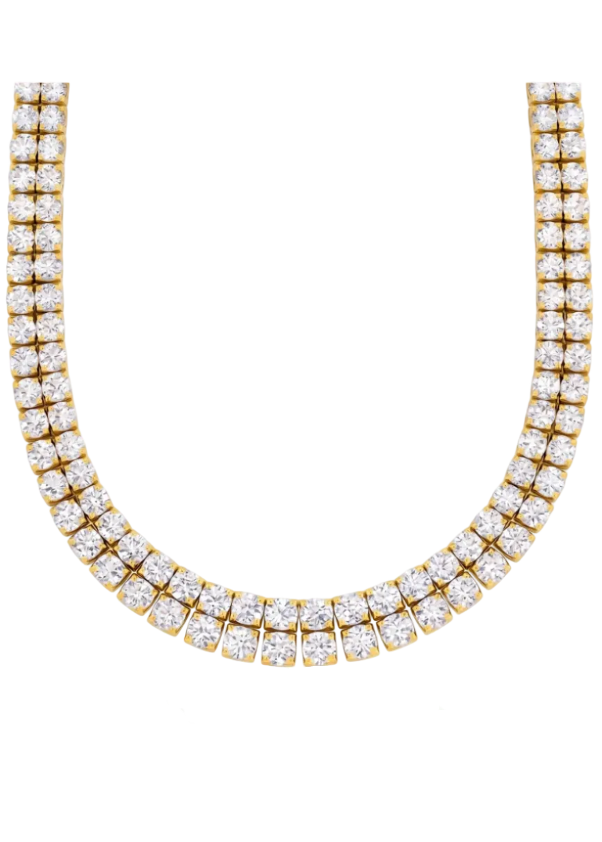 Gold and CZ Rosie Double Tennis Choker Necklace by Ellie Vail  