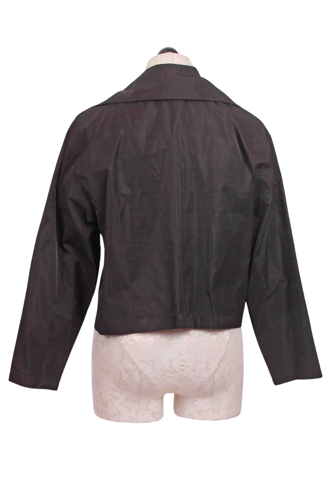 back view of Black Nylon Triple Collar Jacket by Planet