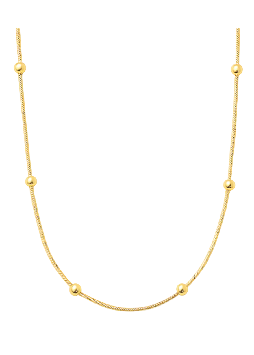 Gold 18" Roxlyn Beaded Ball Chain Necklace by Ellie Vail 