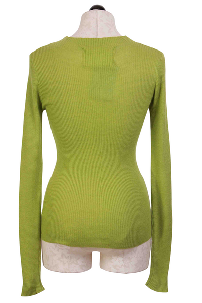 back view of Green Ribbed Mock Neck Top by Compania Fantastica