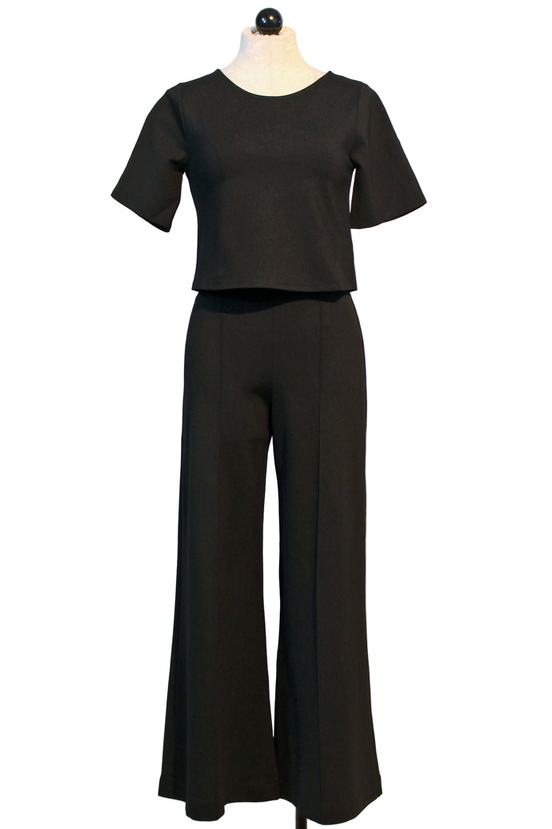 Ponte Knit Short Sleeve Top by Ripley Rader paired with the Ripley Rader Black Ponte Knit Wide Leg Pant
