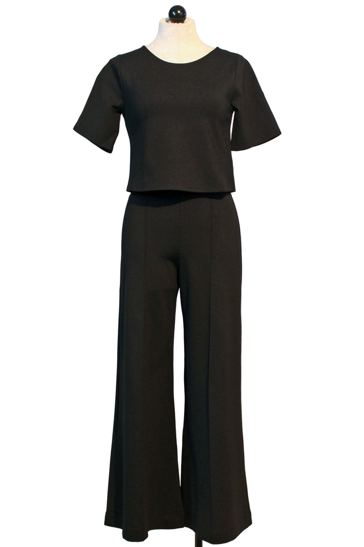 Ponte Knit Short Sleeve Top by Ripley Rader paired with the Ripley Rader Black Ponte Knit Wide Leg Pant