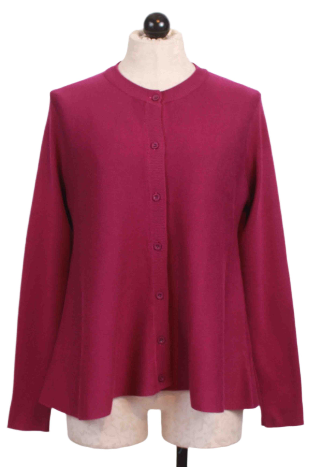 Magenta Cropped Flared Cardigan by Compania Fantastica