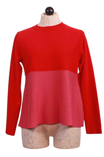 Pink and Red  Colorblock Flared Sweater by Compania Fantastica